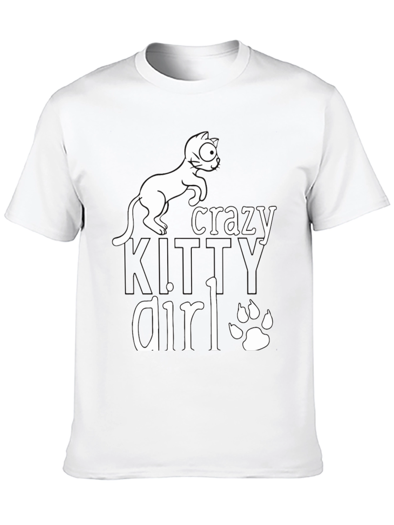 Crazy Cat Girl T-Shirt - Black Cotton Tee