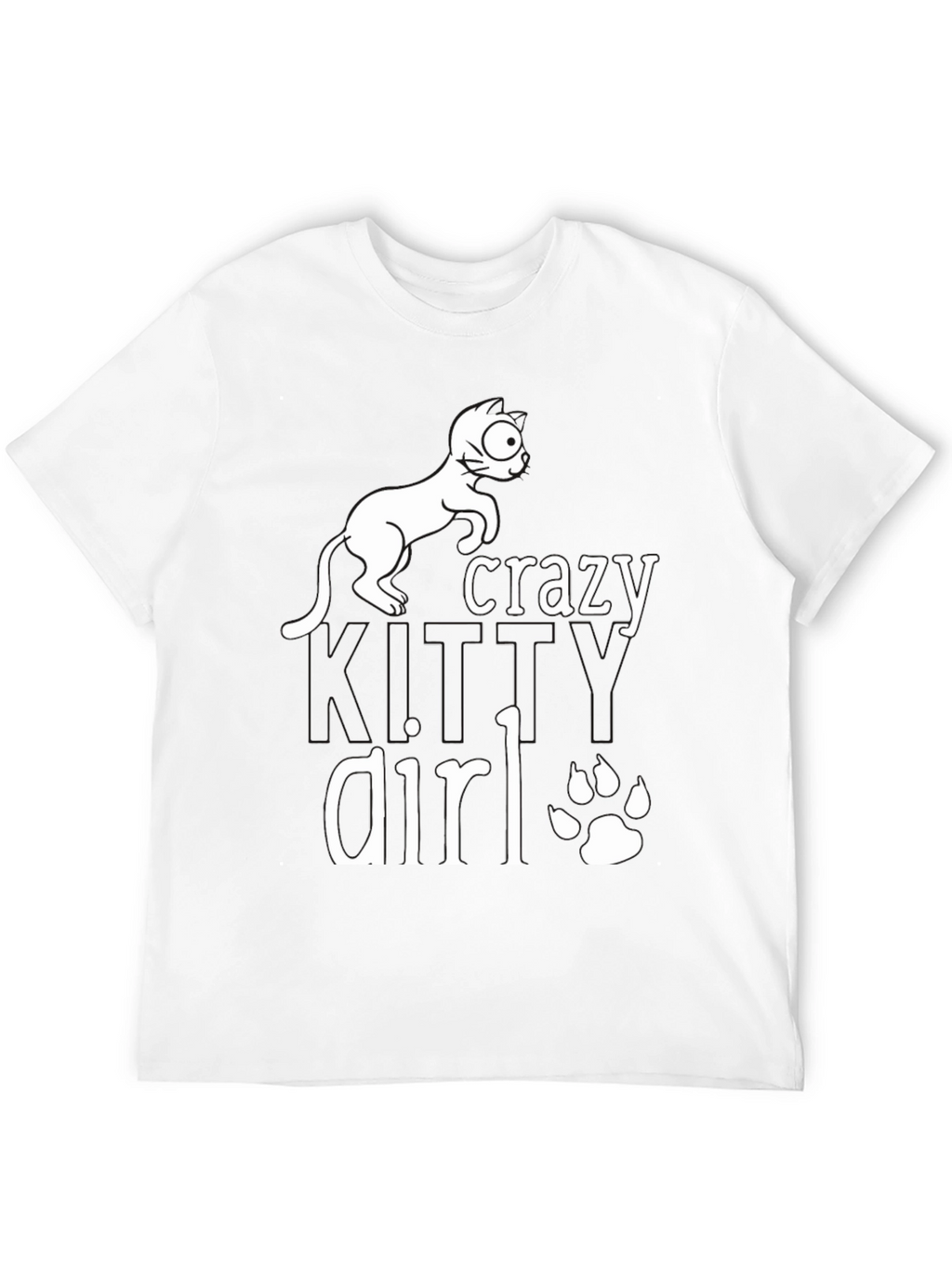 Crazy Cat Girl T-Shirt - Black Cotton Tee