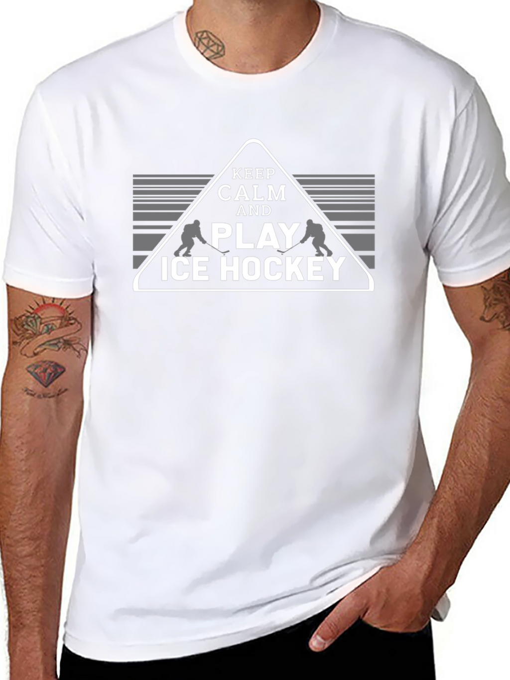 Keep Calm and Play Ice Hockey Graphic T-Shirt