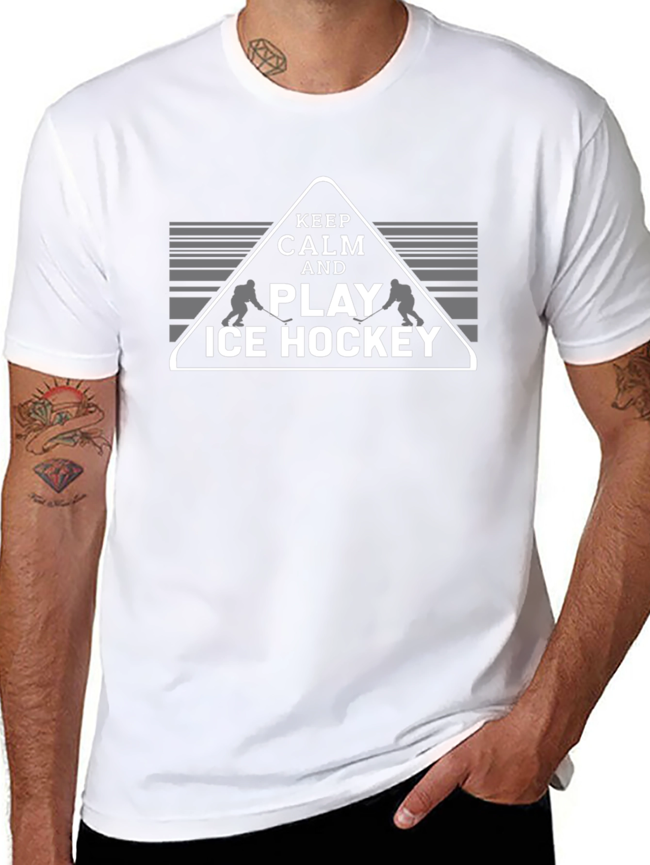 Keep Calm and Play Ice Hockey Graphic T-Shirt