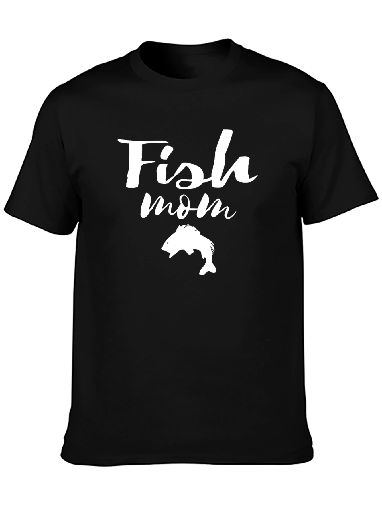 Fish Mom Graphic Tee - Black Cotton T-Shirt