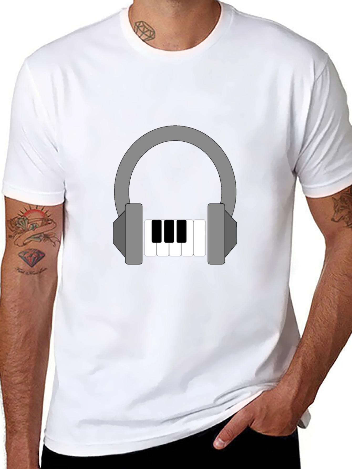 Headphone Piano Graphic Tee - Music Lover Shirt