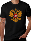 Black Tee with Russian Coat of Arms Graphic