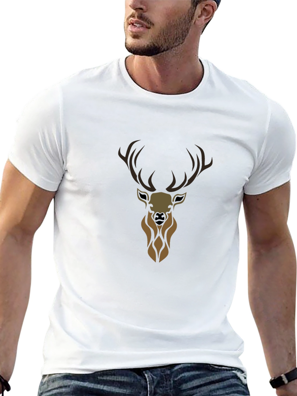 Mens Black Deer Graphic Tee