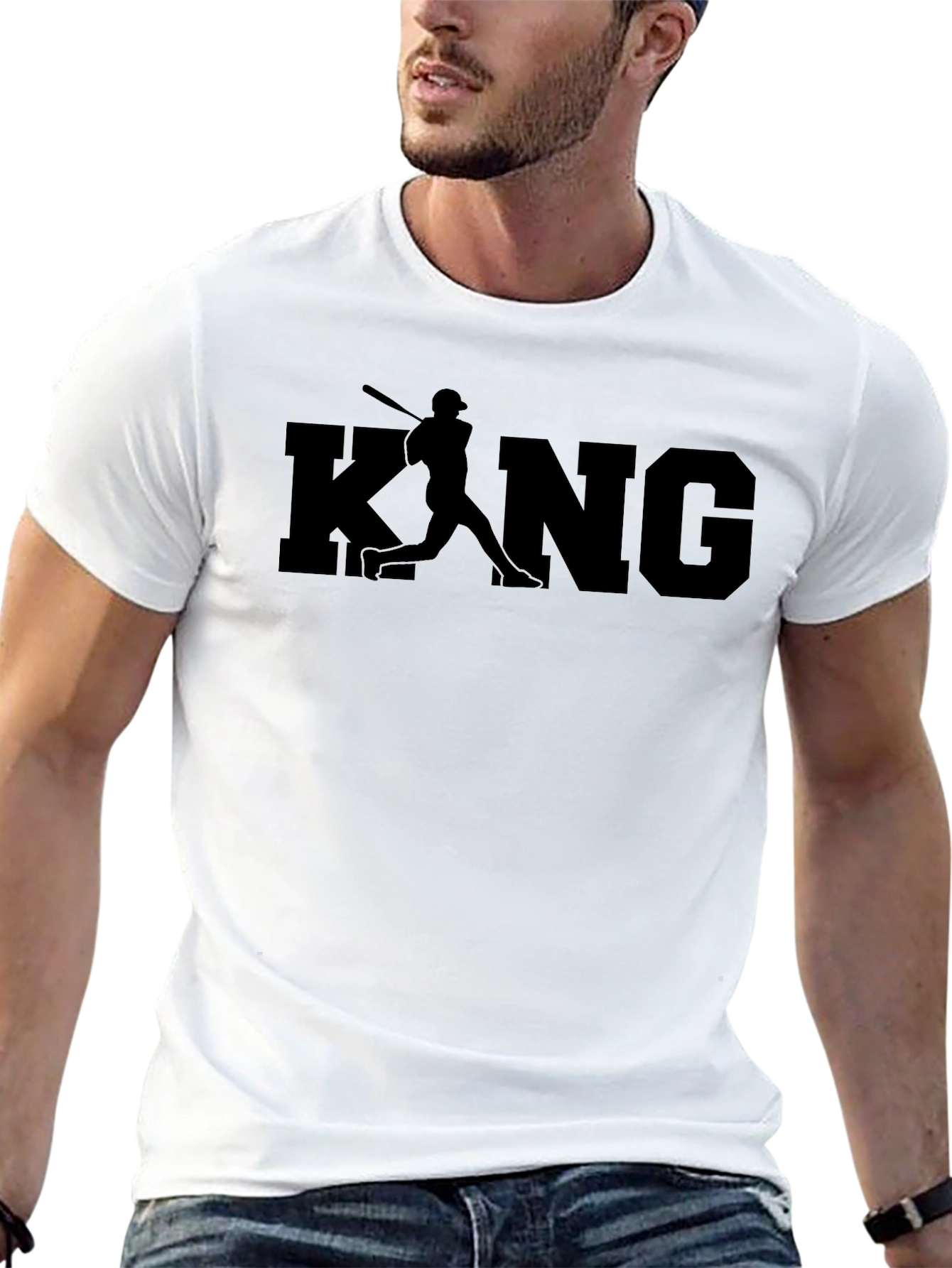 Baseball King Graphic T-Shirt - Stylish Crew Neck Tee