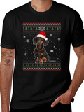 Dachshund Christmas T-Shirt - Ugly Sweater Style