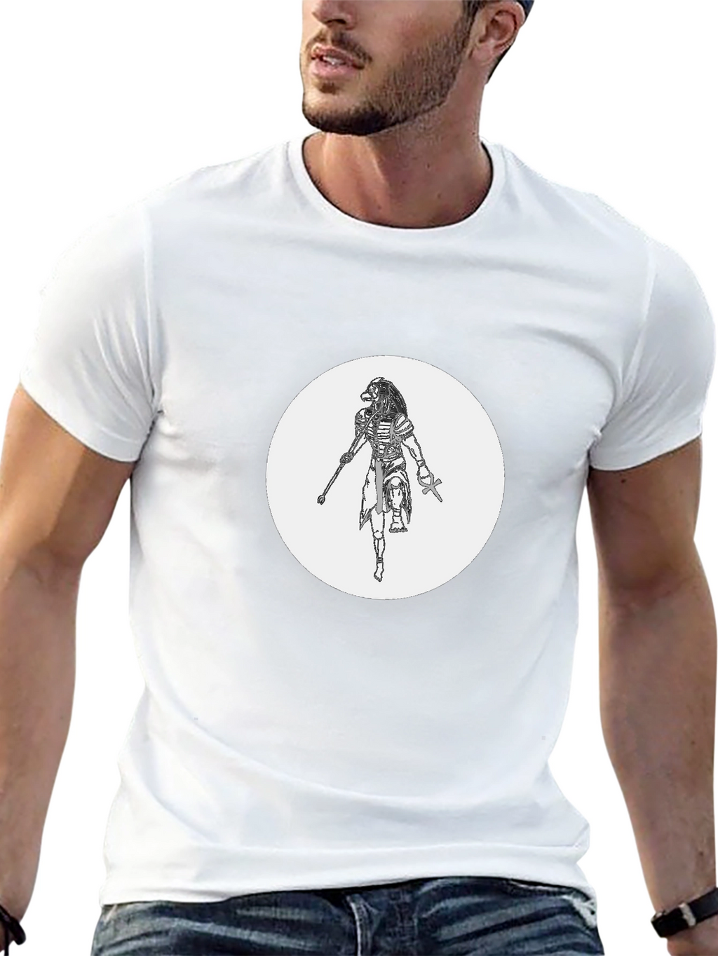 Mens Black Graphic T-Shirt - Egyptian God Design