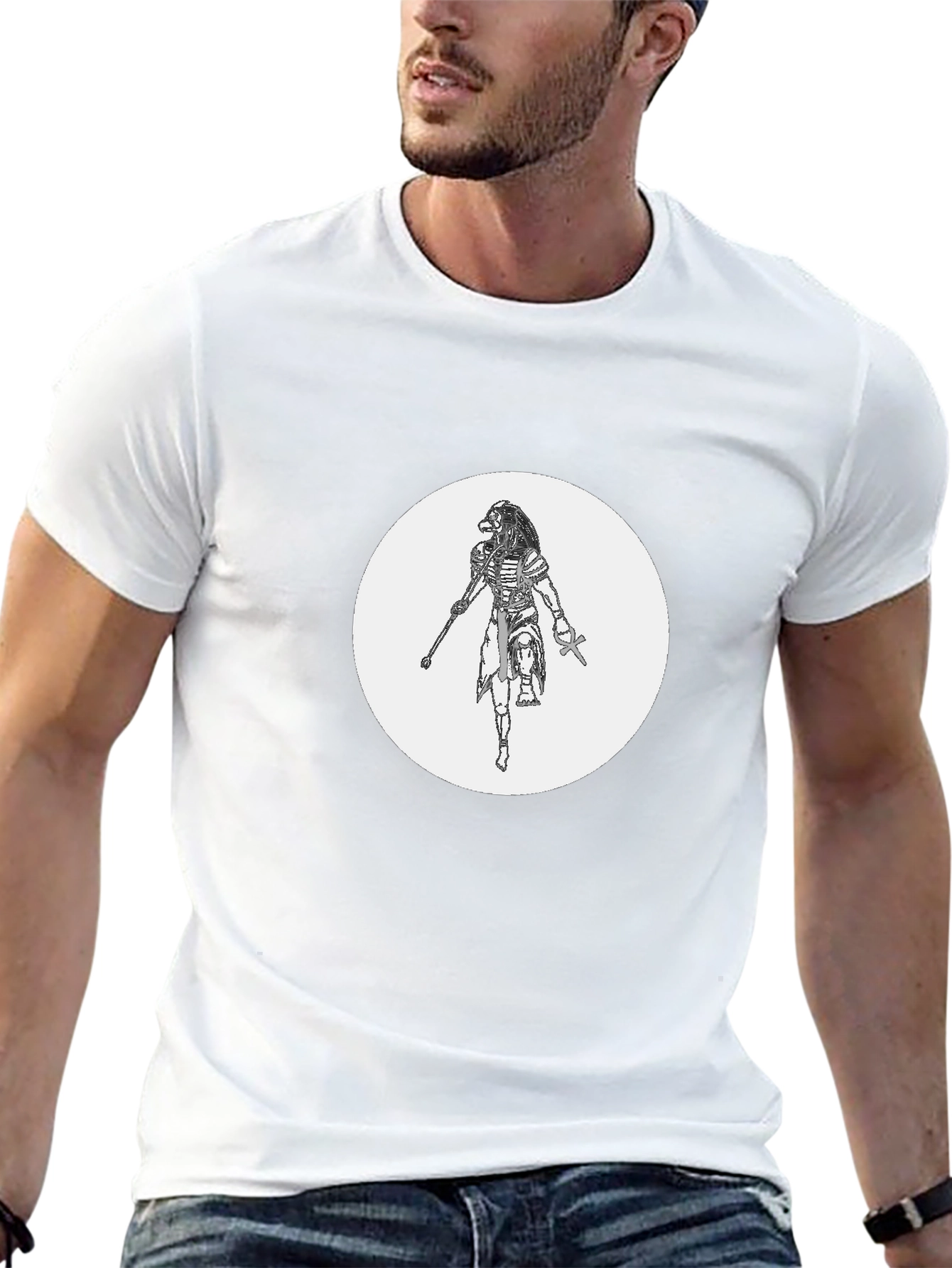 Mens Black Graphic T-Shirt - Egyptian God Design