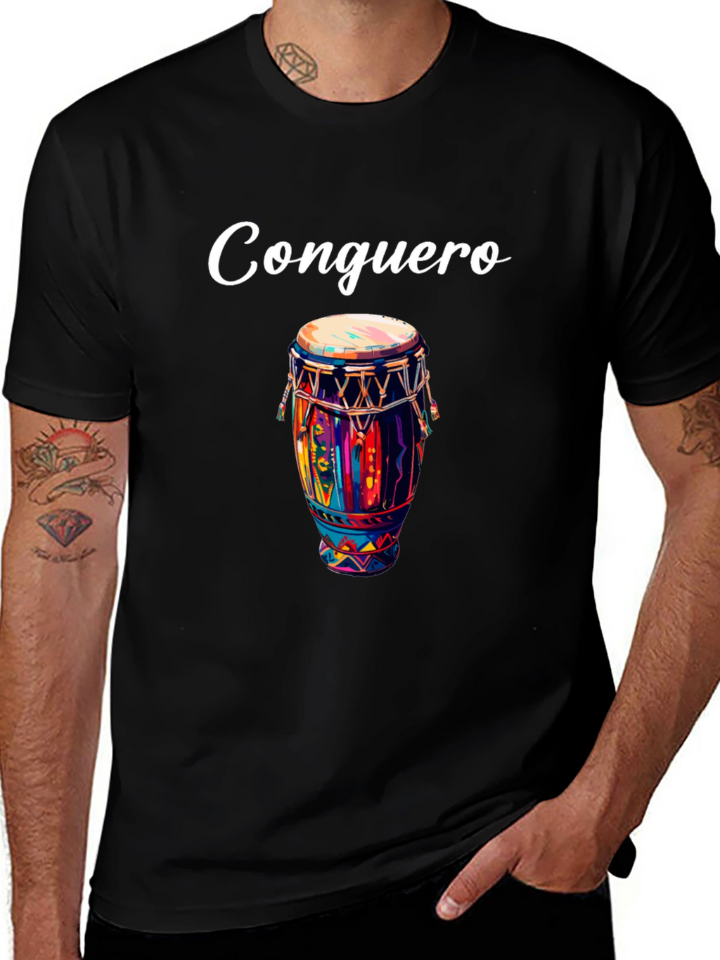 Conguero Drum T-Shirt - Unique Musical Design