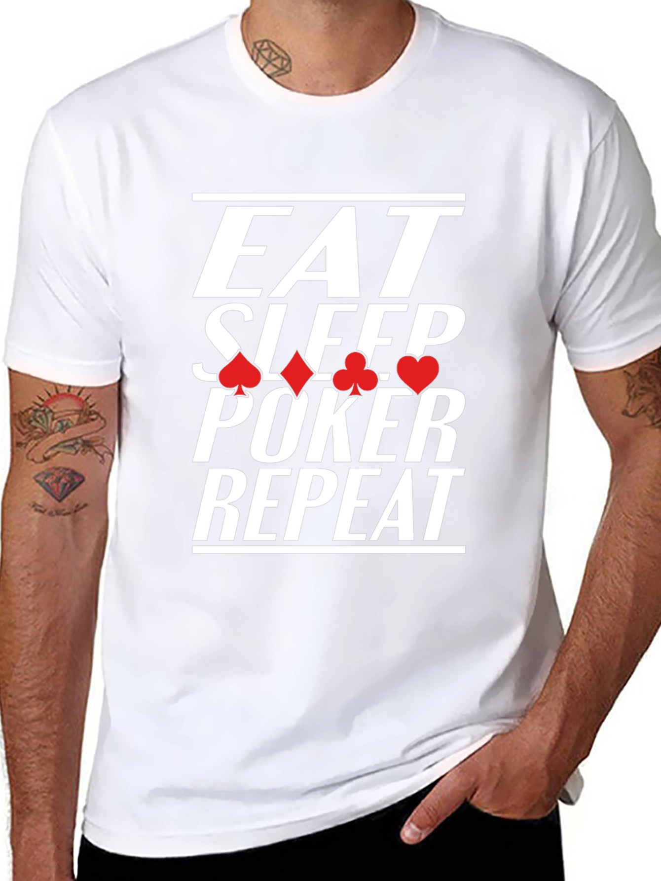 Eat Sleep Poker Repeat Black Graphic Tee
