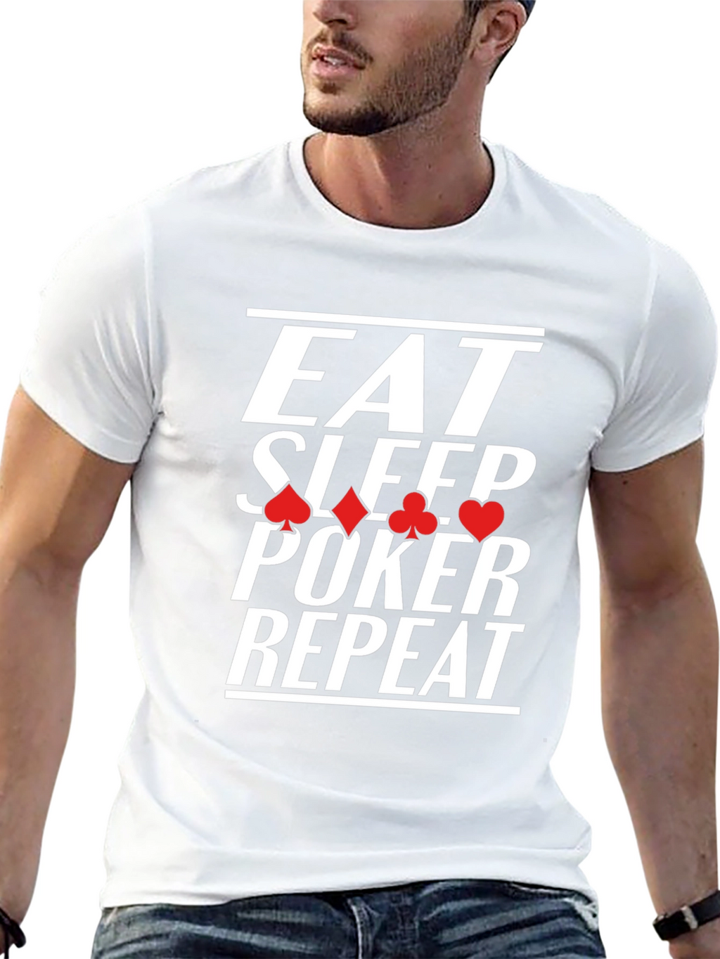 Eat Sleep Poker Repeat Black Graphic Tee