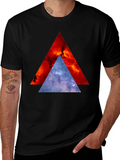 Cosmic Triangle Graphic Tee - Modern Geometric Design