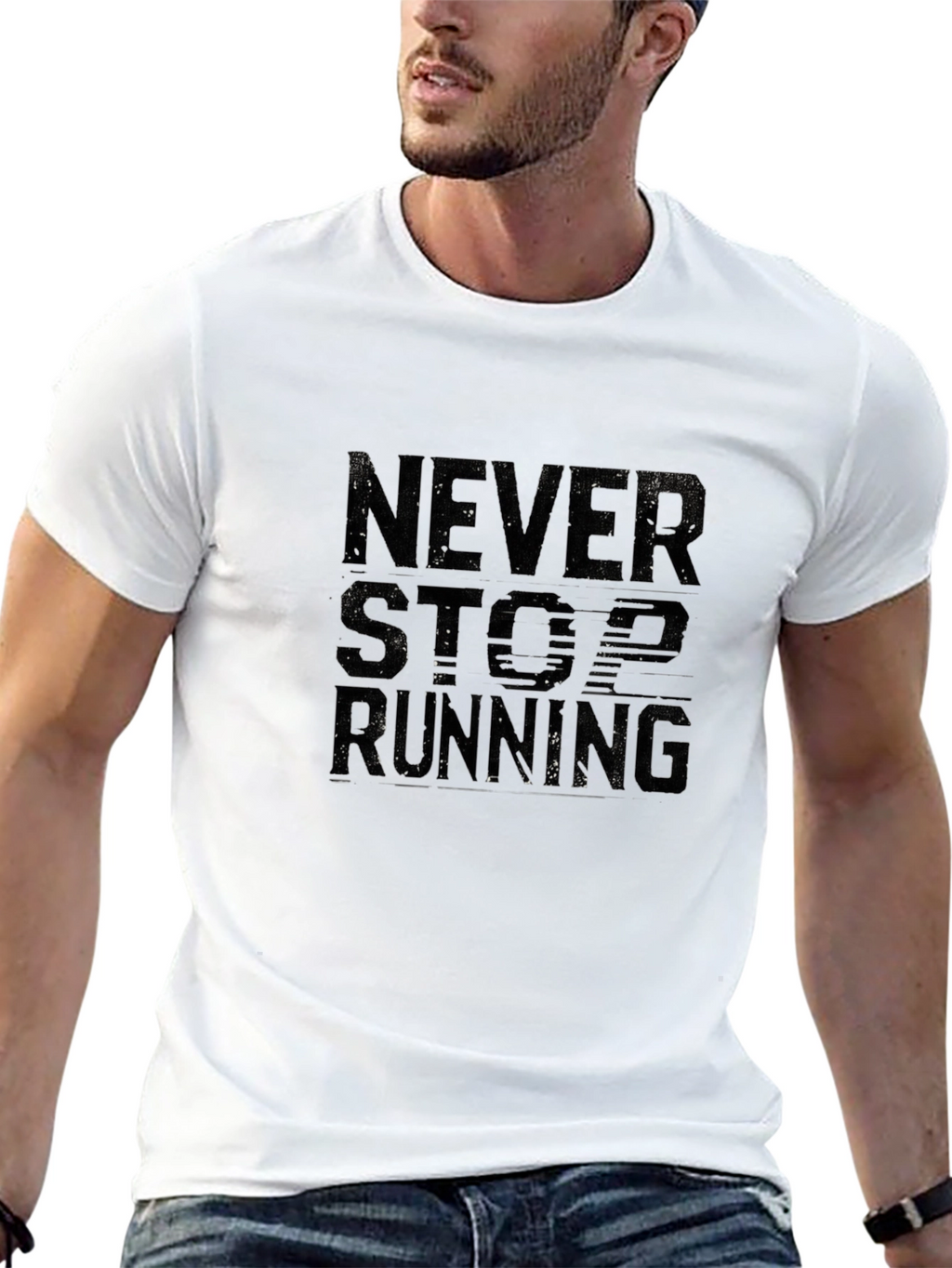 Never Stop Running Black Graphic Tee