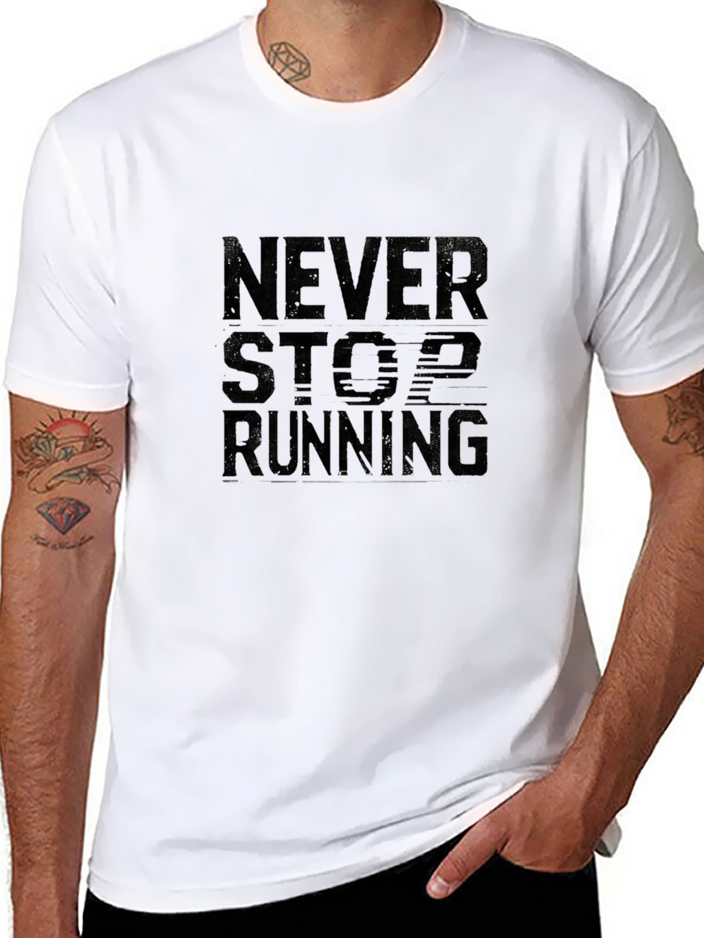 Never Stop Running Black Graphic Tee