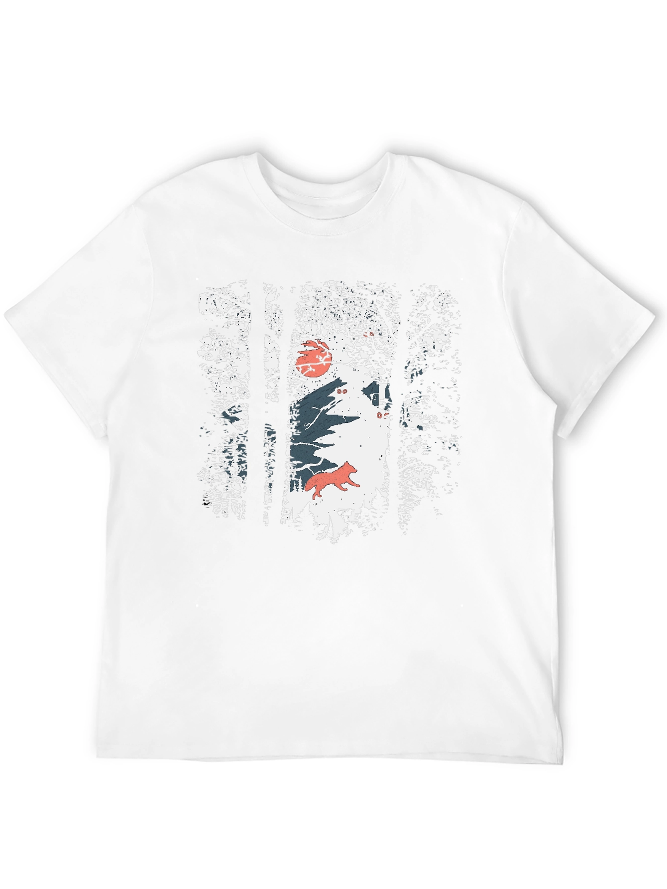 Nature Wolf Graphic Print Black T-Shirt