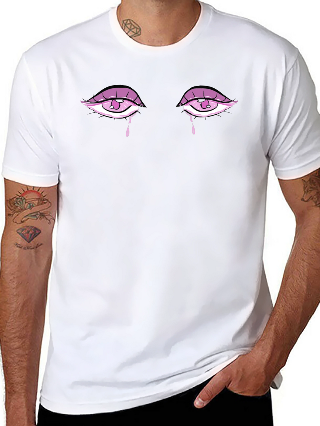 Teary Eyes Graphic Tee - Stylish Unisex Black T-Shirt