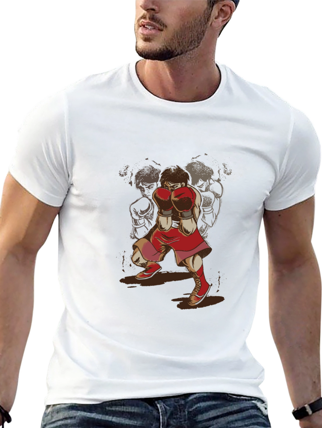 Boxer Graphic T-Shirt - Retro Sports Style Tee