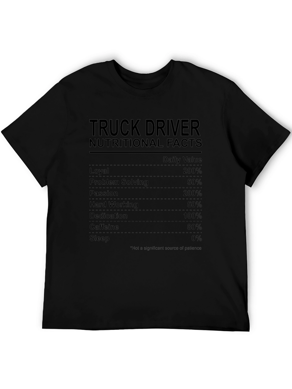 Truck Driver Nutrition Facts Novelty T-Shirt