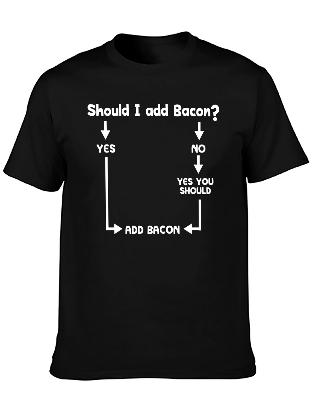 Add Bacon Black Graphic T-Shirt