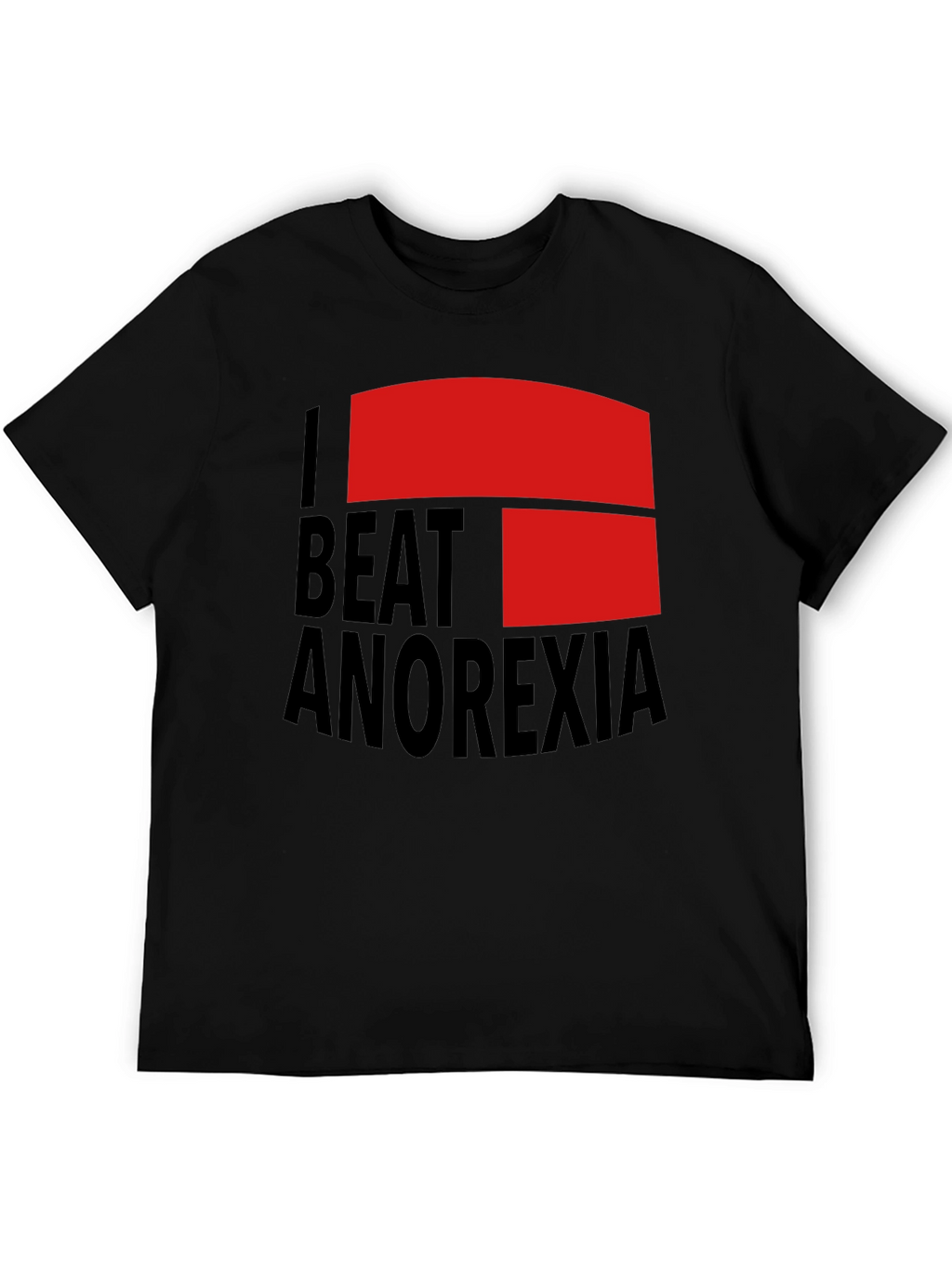 I Beat Anorexia Black Cotton T-Shirt