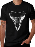 Shark Tooth Graphic Tee - Black Cotton T-Shirt