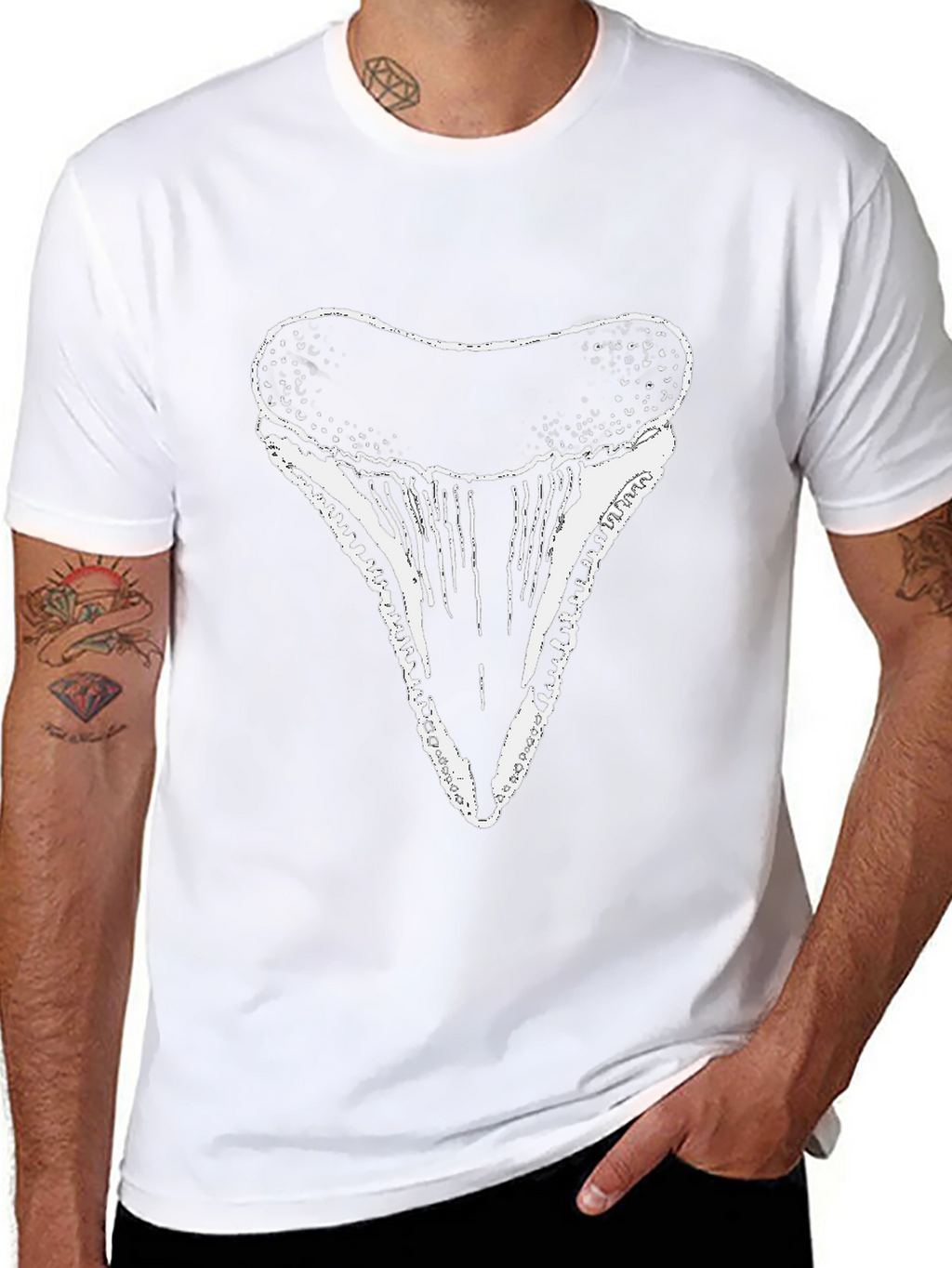 Shark Tooth Graphic Tee - Black Cotton T-Shirt