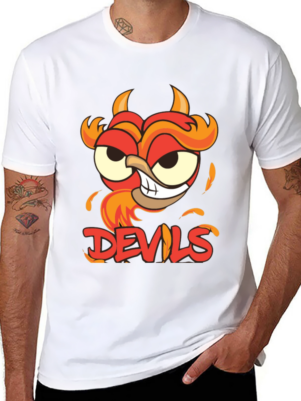 Devils Cartoon Graphic Black T-Shirt