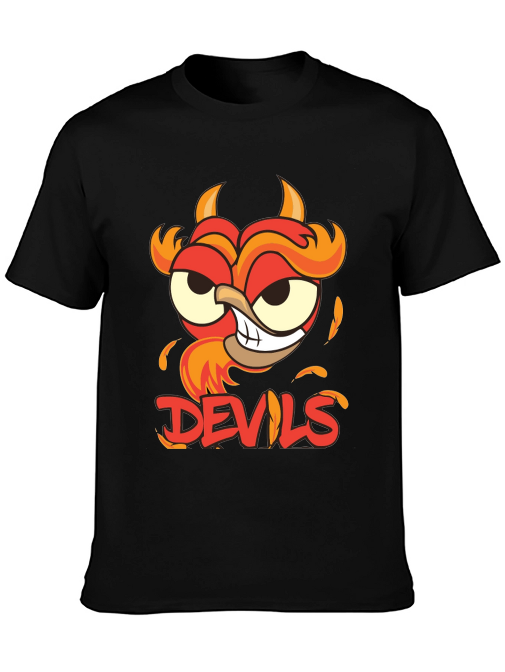 Devils Cartoon Graphic Black T-Shirt