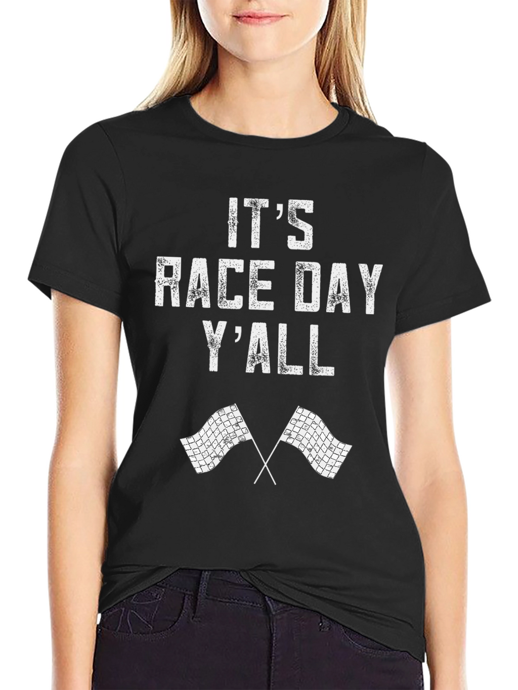 Its Race Day Yall Black Graphic T-Shirt
