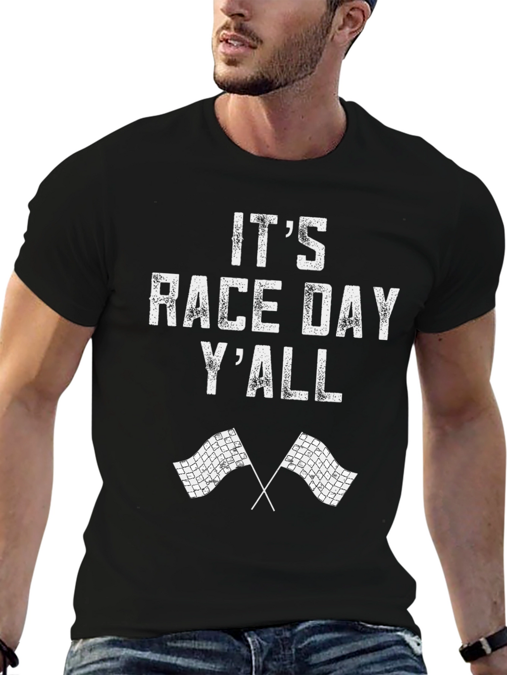 Its Race Day Yall Black Graphic T-Shirt