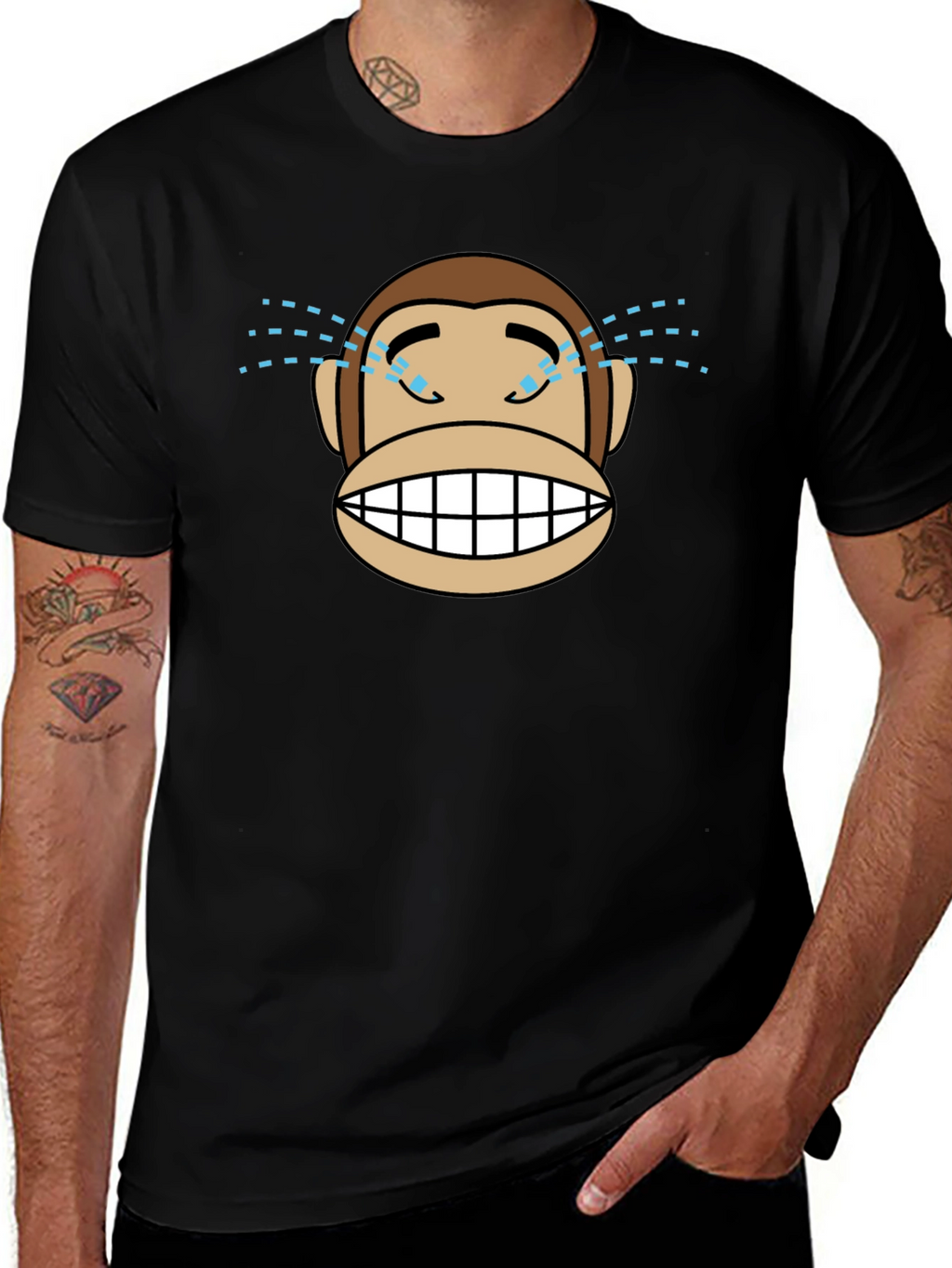Monkey Crying Tears of Joy T-Shirt - Black