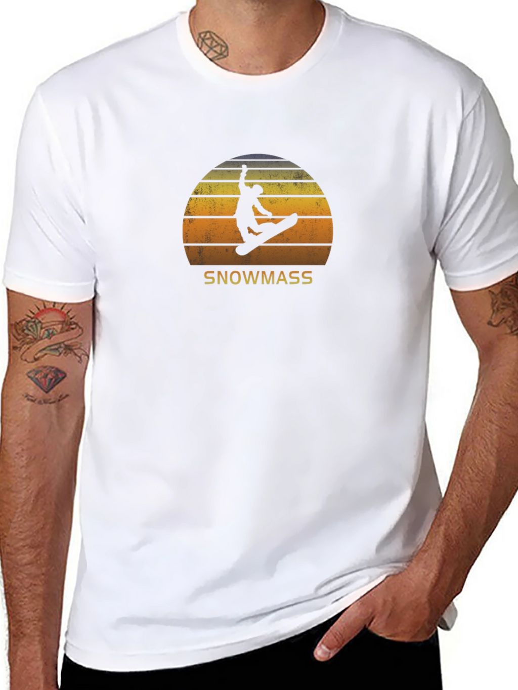 Snowmass Retro Sunset Snowboarder T-Shirt