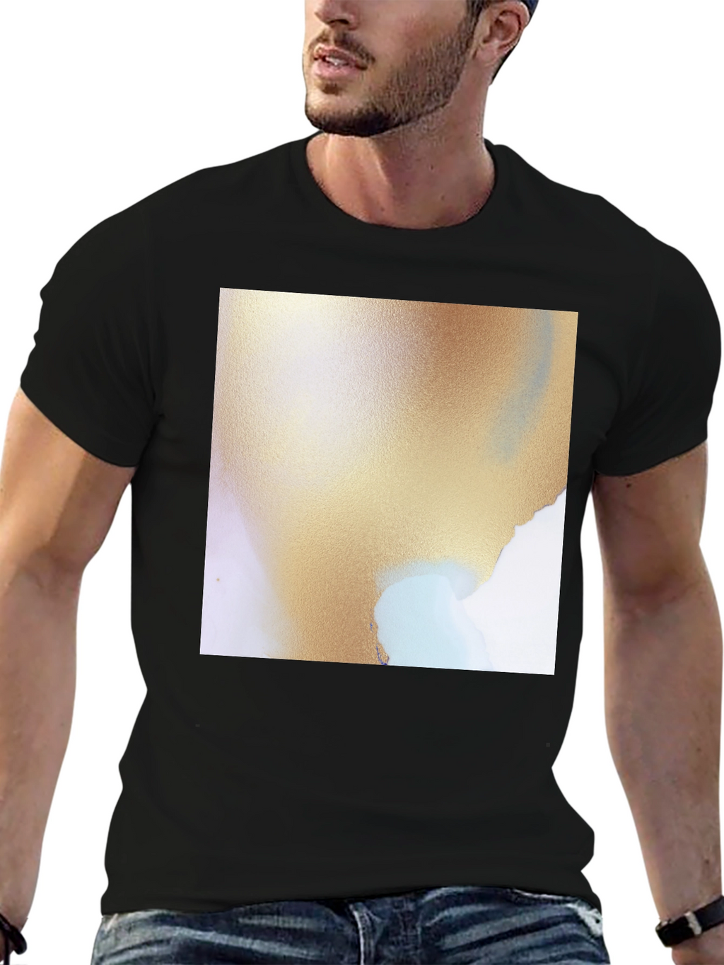 Abstract Art Graphic Tee - Soft Black Cotton