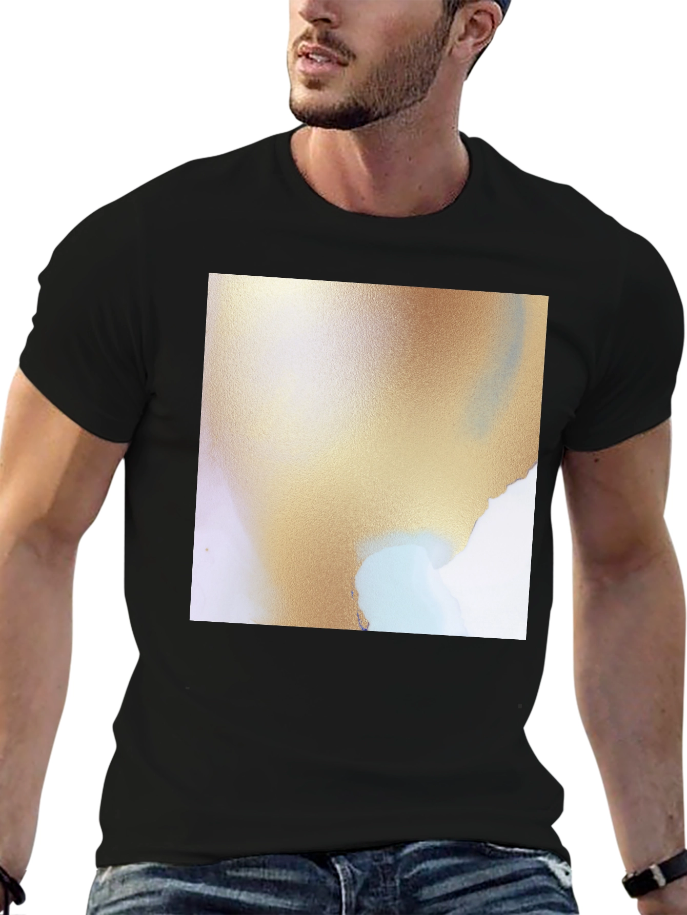 Abstract Art Graphic Tee - Soft Black Cotton