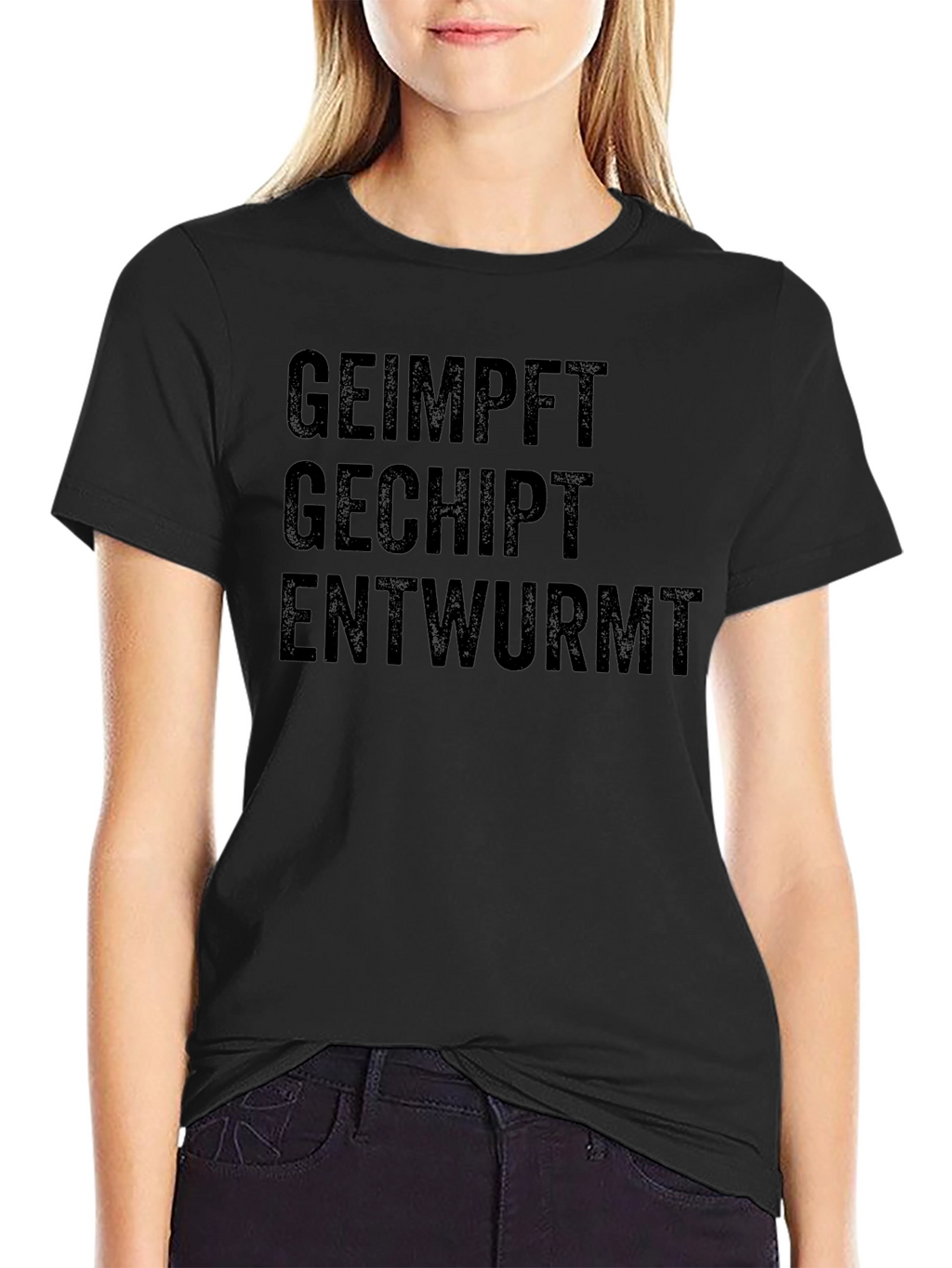 Humorous Geimpft Gechipt Entwurmt Black T-Shirt
