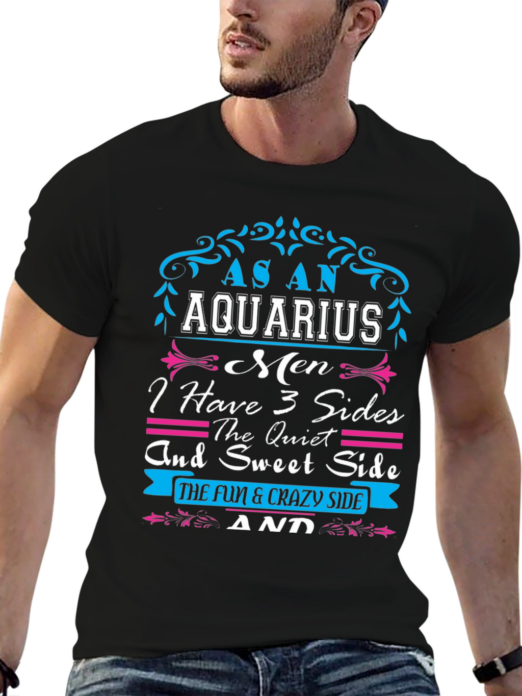 As an Aquarius Mens T-Shirt - 3 Sides