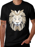 Geometric Lion Graphic Tee - Modern Design