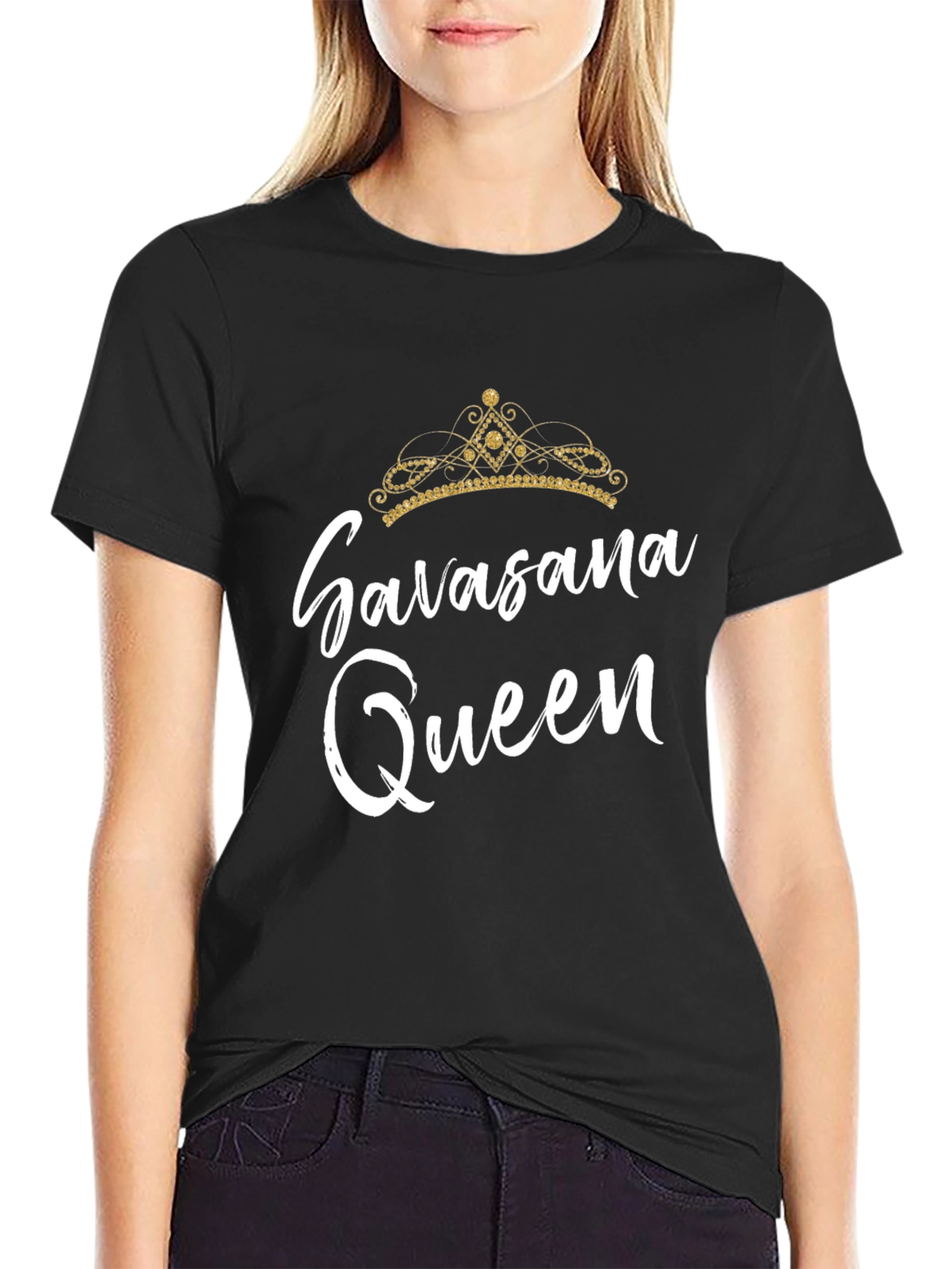 Savasana Queen Black T-Shirt Yoga