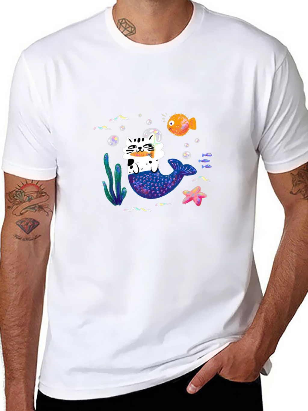 Mermaid Cat Graphic T-Shirt