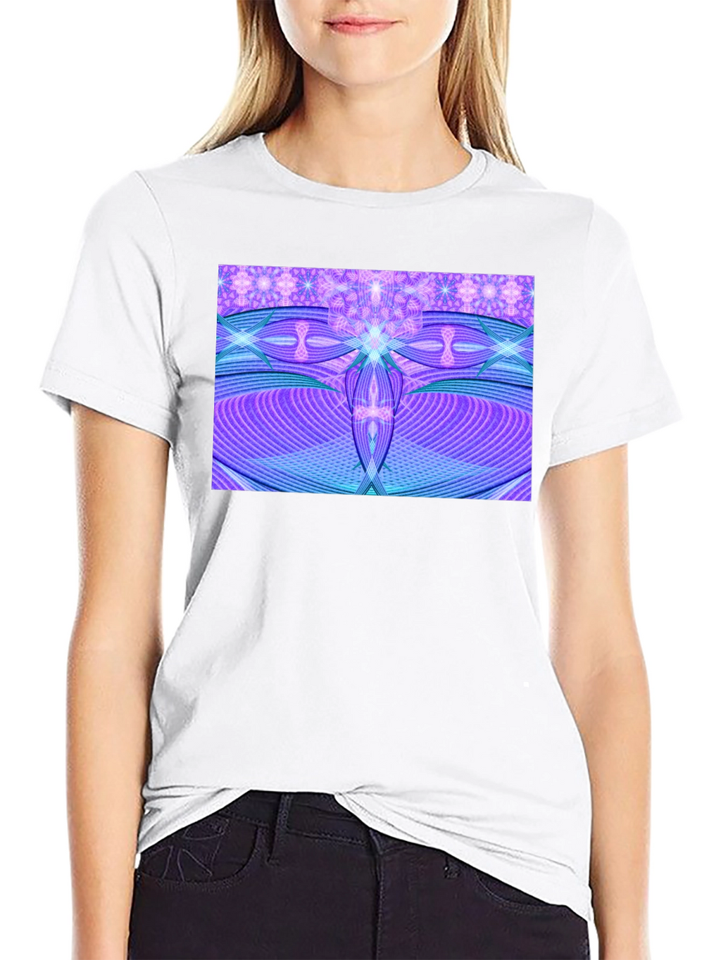 Abstract Purple Graphic Print Tee