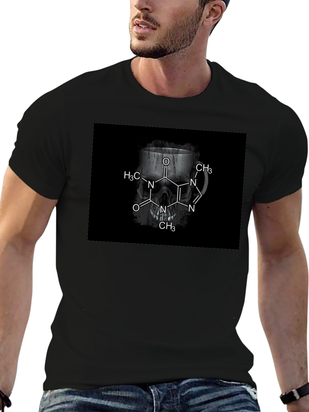 Caffeine Skull T-Shirt - Dark Humor Tee