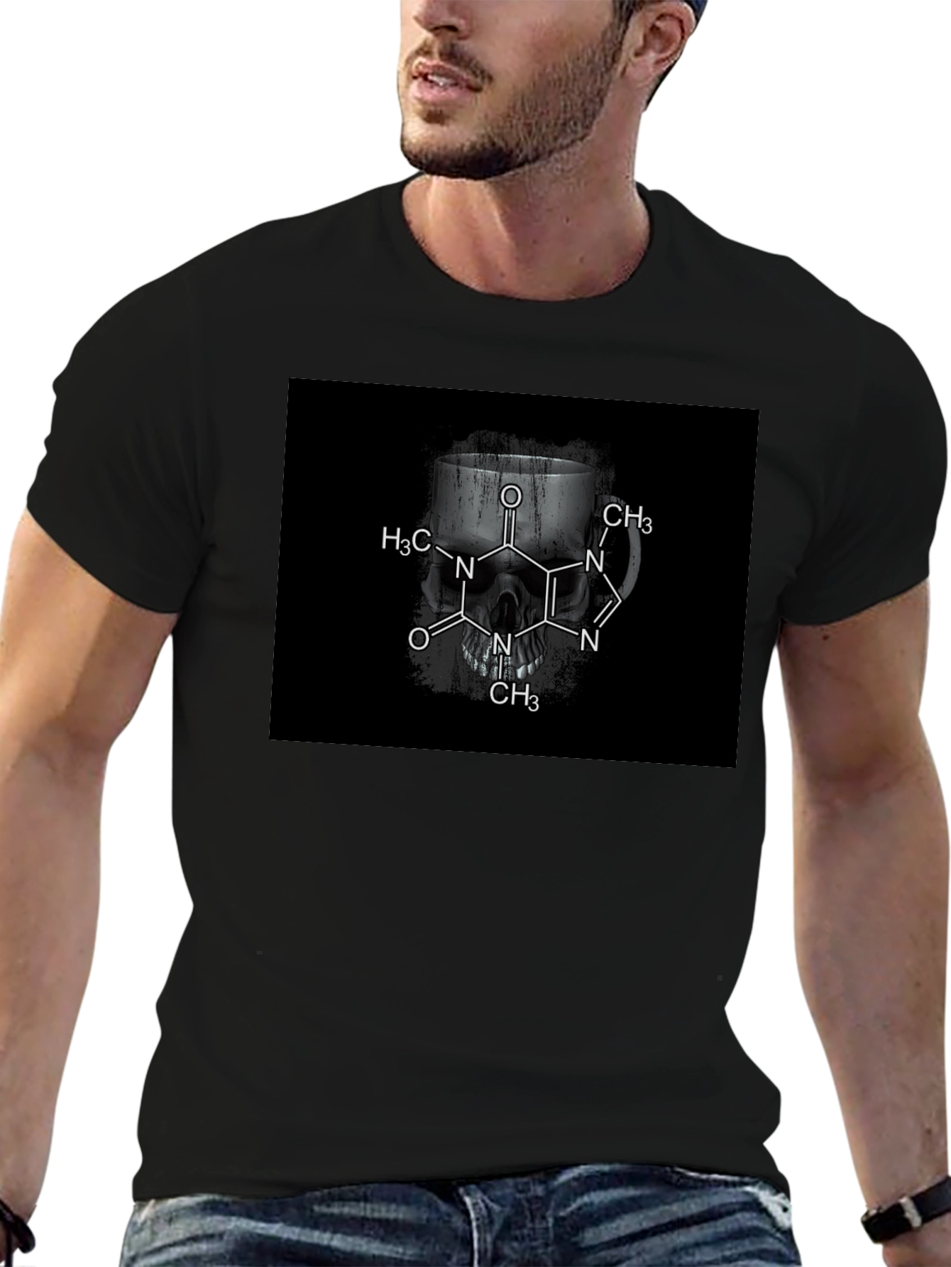 Caffeine Skull T-Shirt - Dark Humor Tee