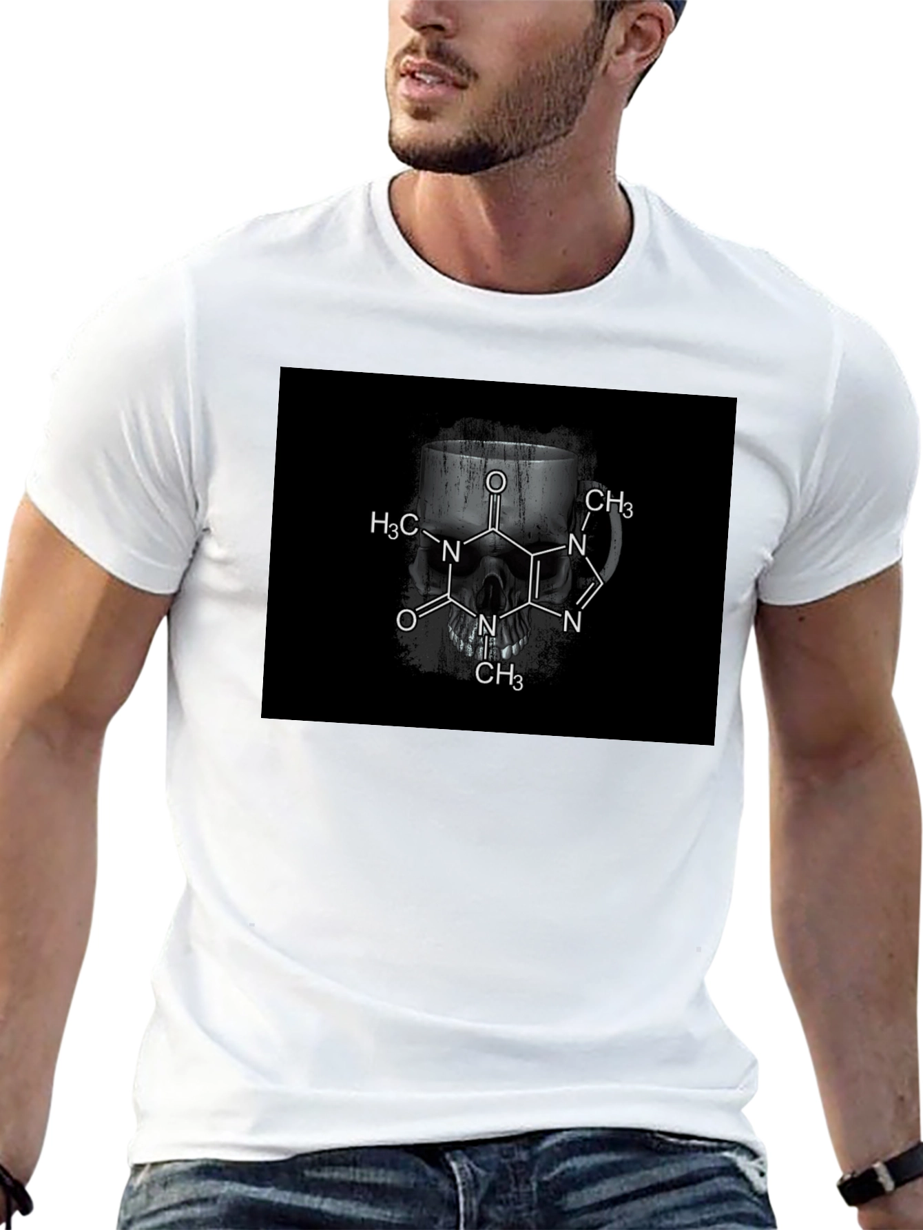 Caffeine Skull T-Shirt - Dark Humor Tee