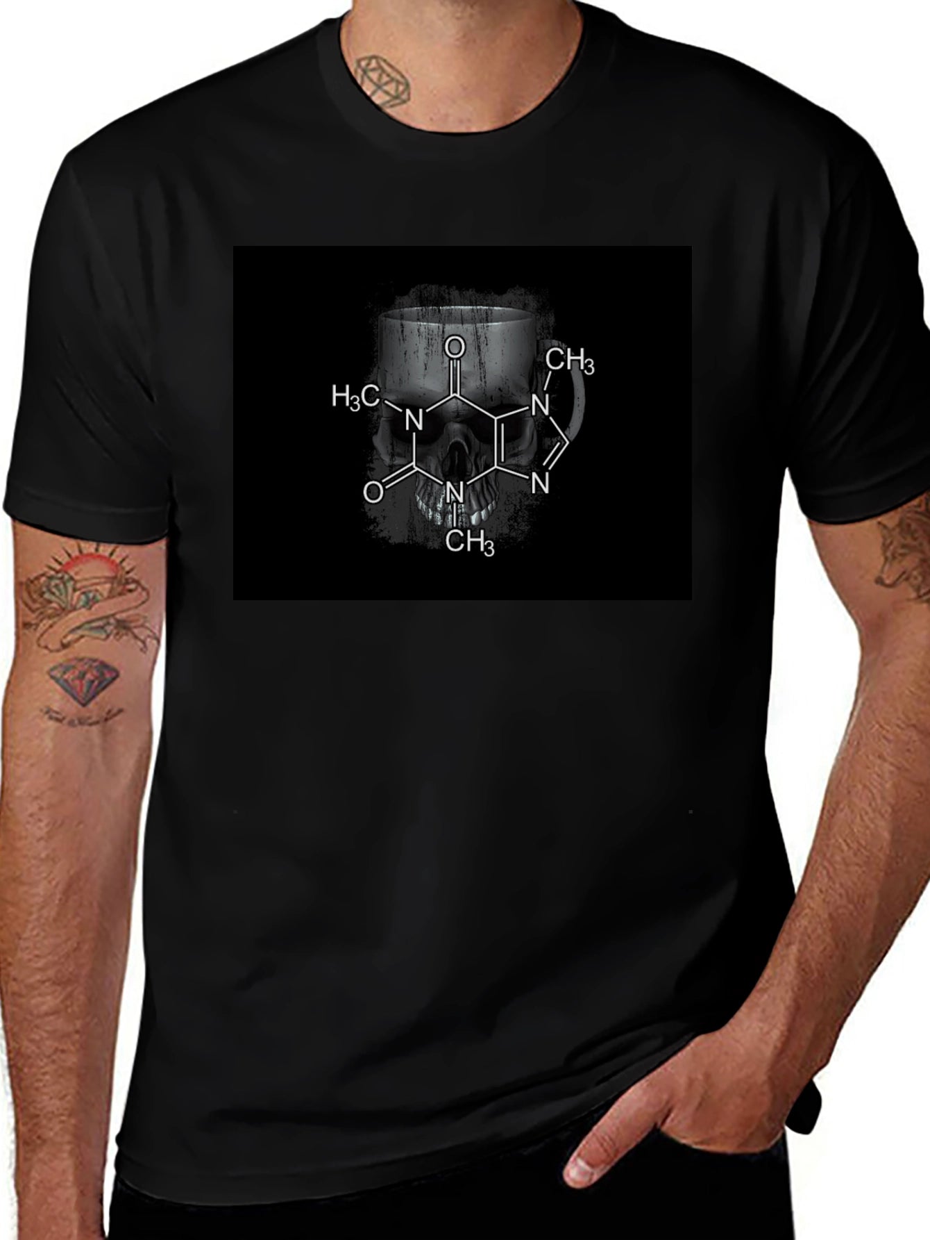 Caffeine Skull T-Shirt - Dark Humor Tee