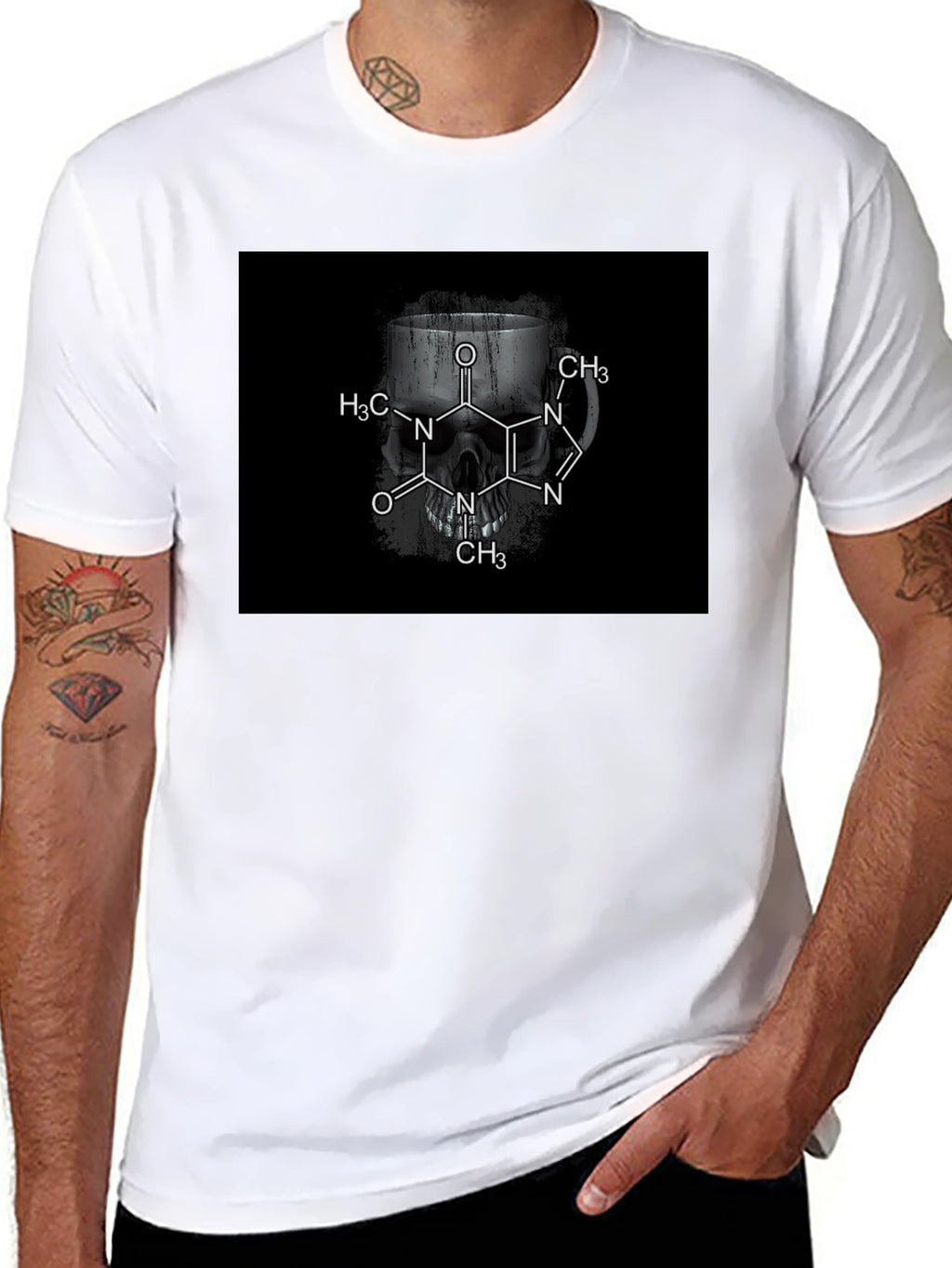 Caffeine Skull T-Shirt - Dark Humor Tee