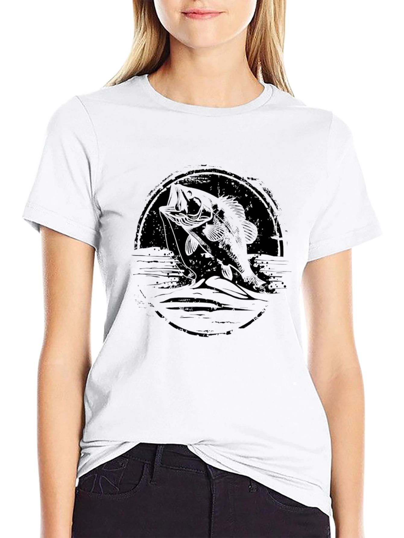 Bass Fishing Graphic Tee - Black
