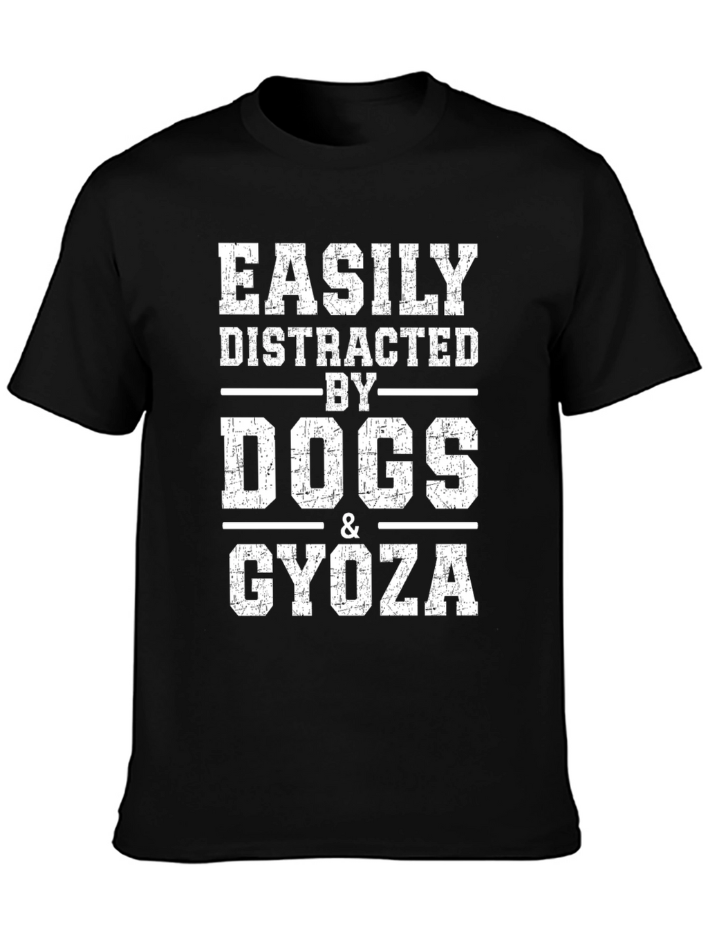 Easily Distracted by Dogs & Gyoza Black T-Shirt