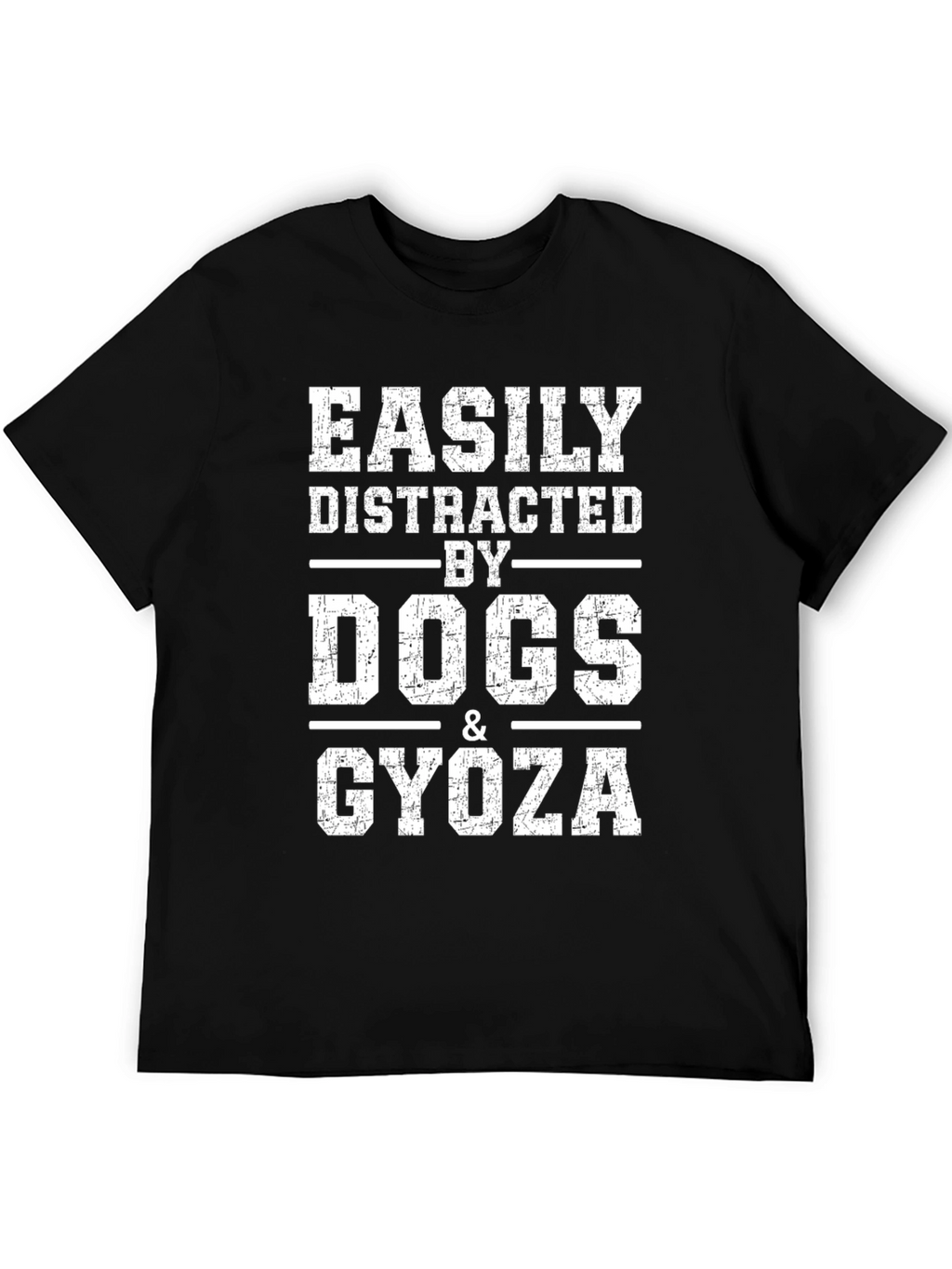 Easily Distracted by Dogs & Gyoza Black T-Shirt