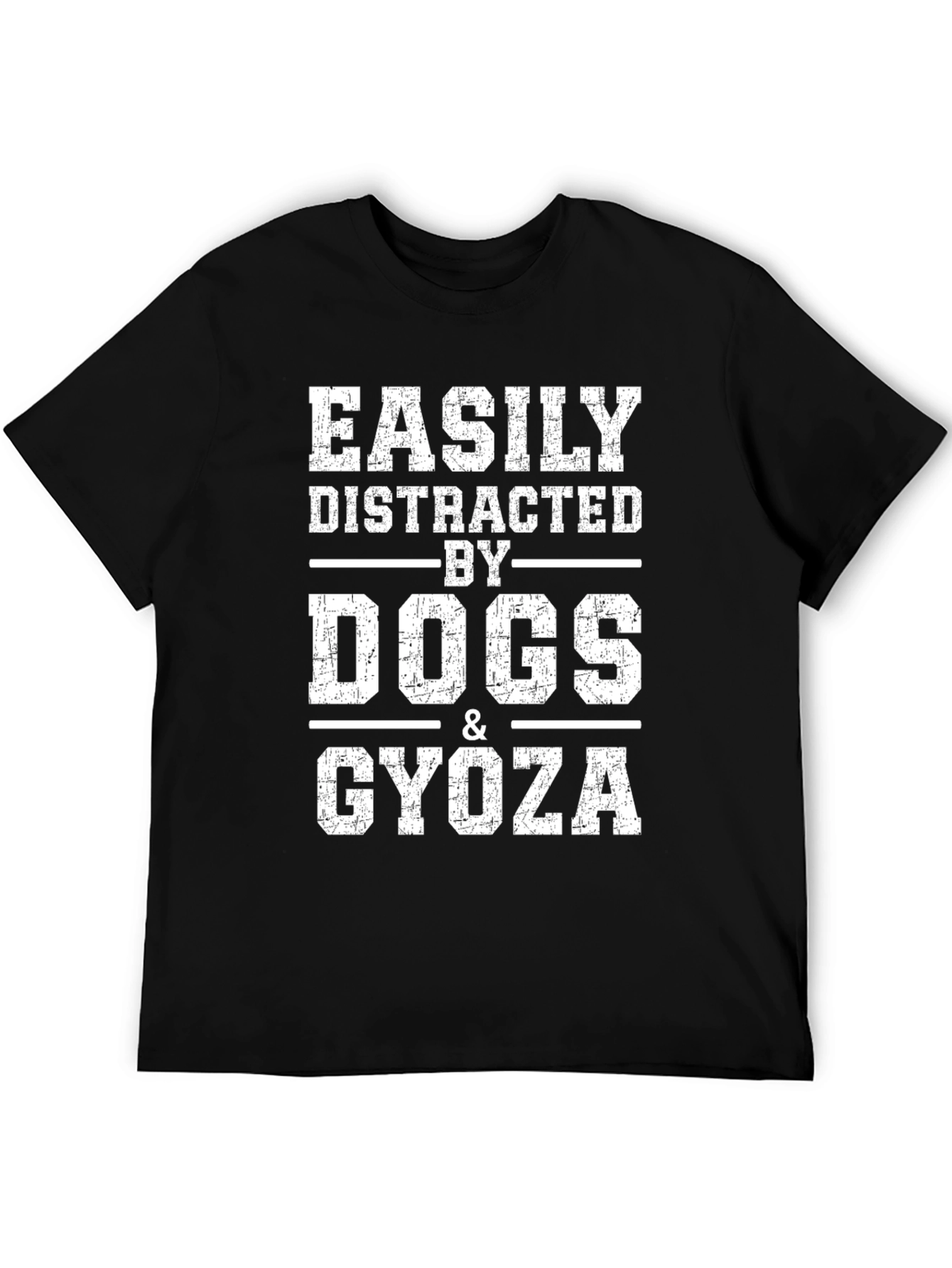 Easily Distracted by Dogs & Gyoza Black T-Shirt