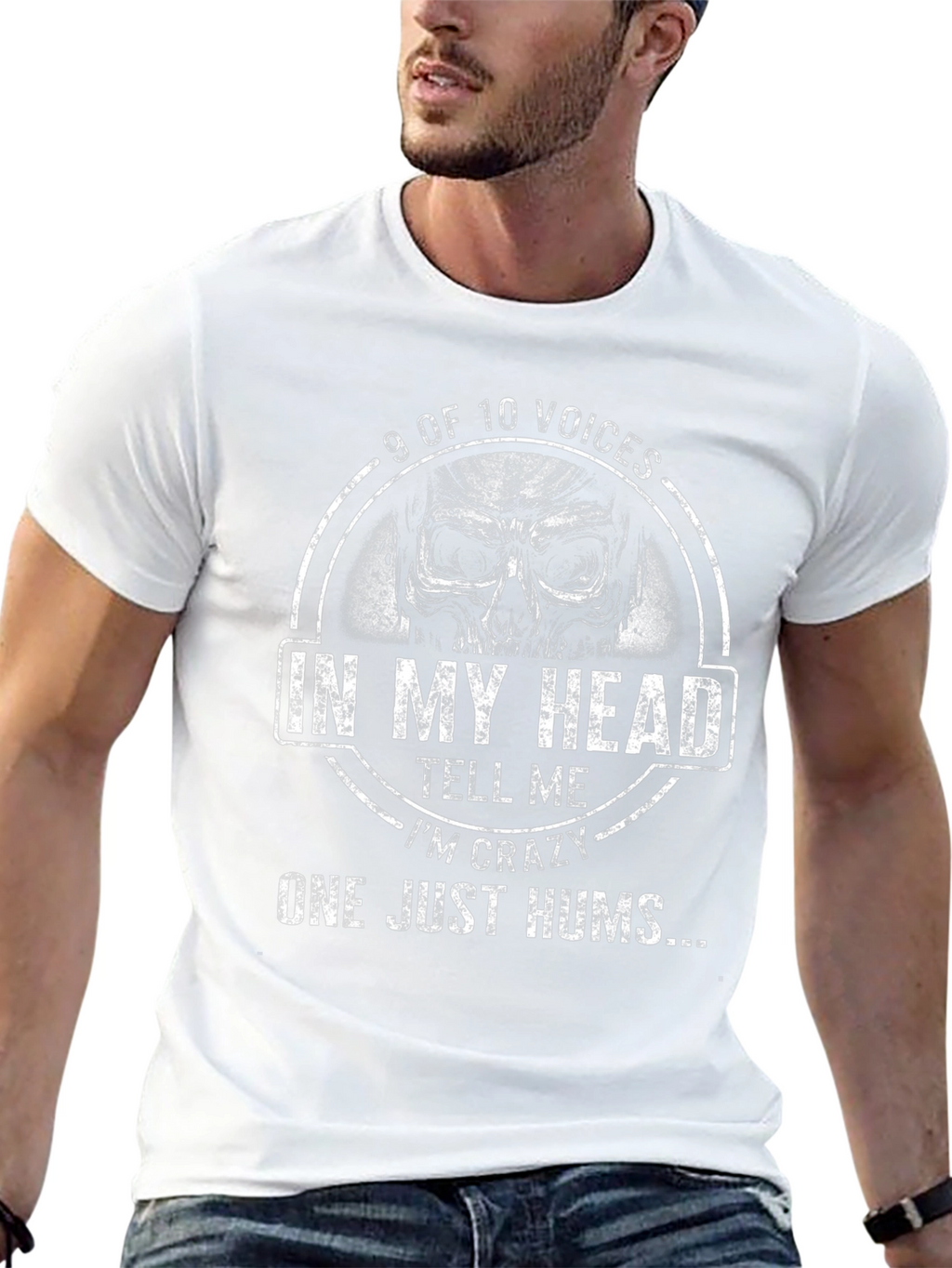 9 of 10 Voices T-Shirt - Crazy Skull Design